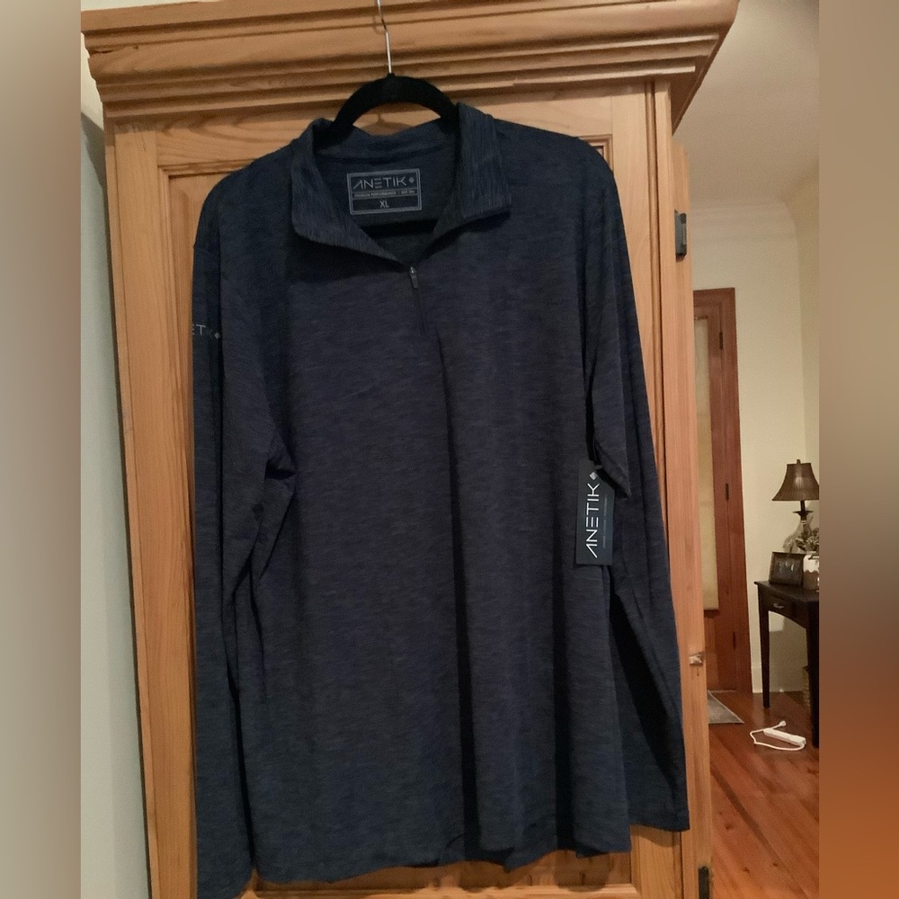 ANETIK Men's Long Sleeve Shirt - Navy  Blue